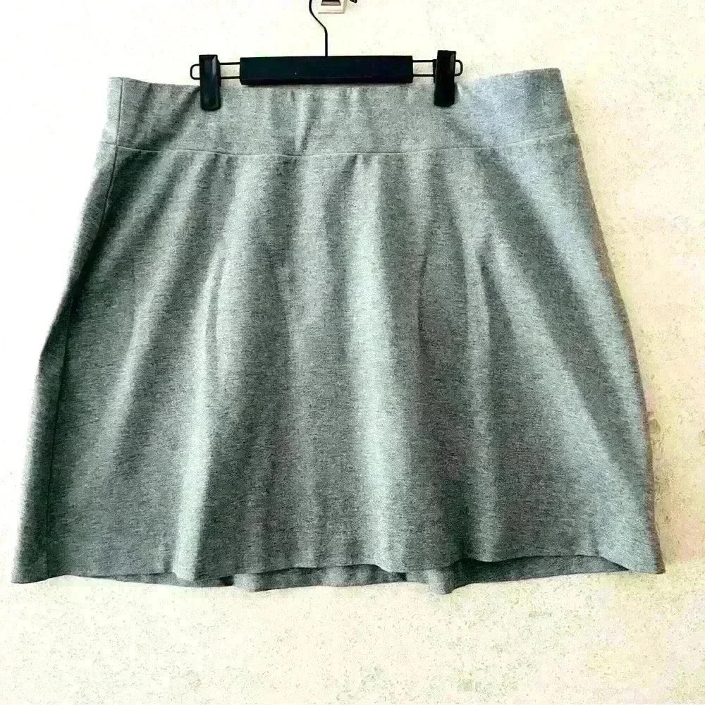 J JILL XL HEATHER GRAY  WIDE WAIST BAND GIRLY FLIRTY RELAXED‎ ALINE MINI SKIRT